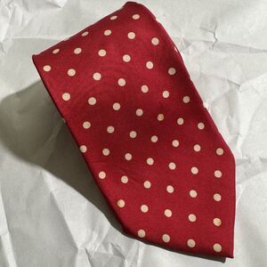 Brooks Brothers BFS Polka Dot Silk Neck Tie Red White Made in USA 58"x3.5"